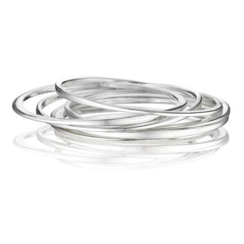 La Lune Set of 6 Silver Bangle Set